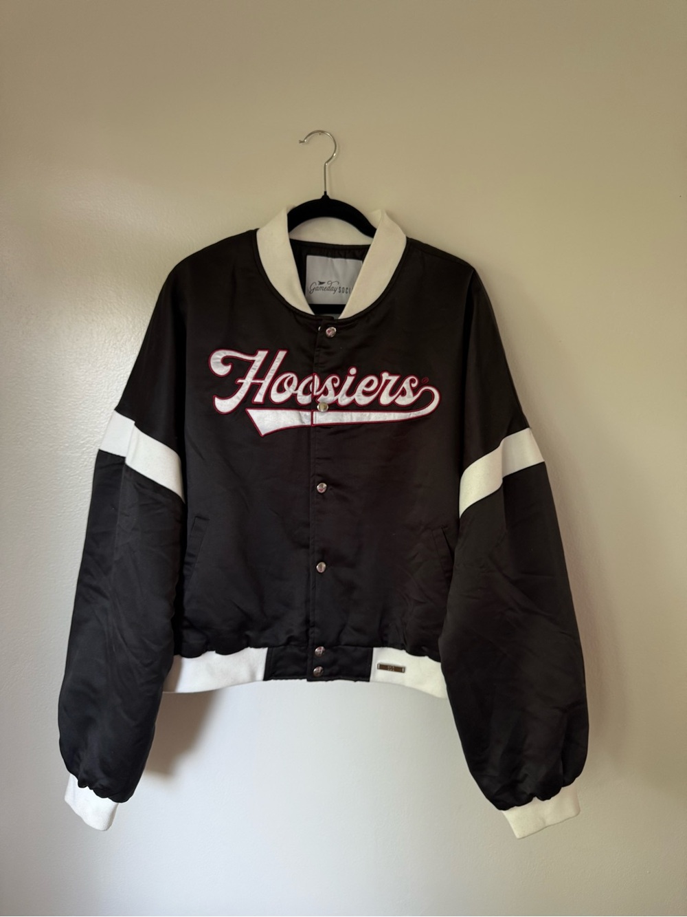 Indiana Hoosiers Black and White Bomber Jacket